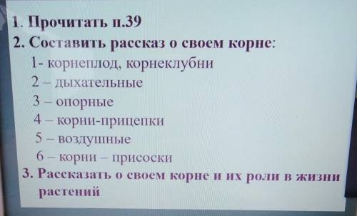 СОСТАВИТЬ КРАТКИЙ РАССКАЗ ПРО СВОЙ КОРЕНЬ! Биология 6 класс 