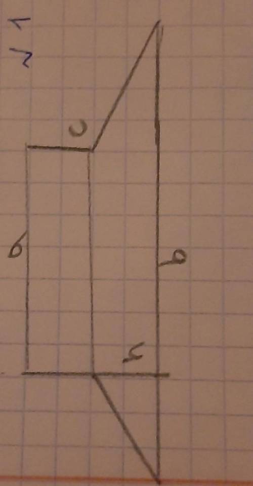 Найдите площадь предложенного многоугольника.а=6b=12c=2h=4​