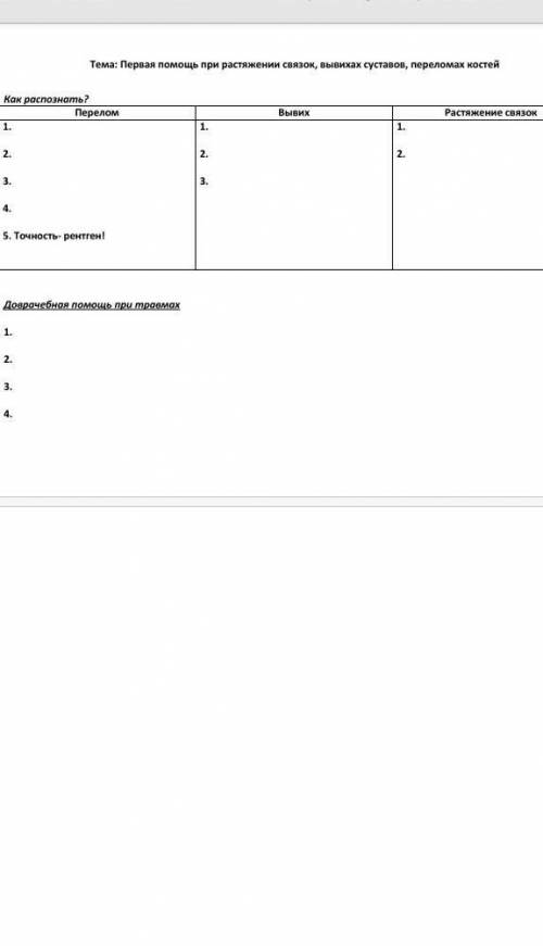 ответьте на вопросы в табличке