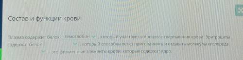 Состав и функции крови Плазма содержит белоккоторый участвует в процессе свертывания крови. Эритроци