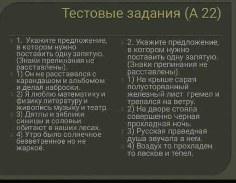 Укажите предложения , в котором нужно поставить одну запятую 