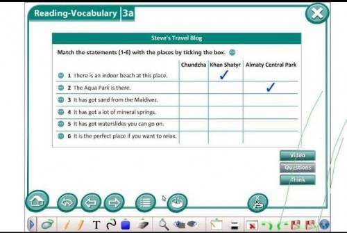 Match the statements (1-6) with the places by ticking the box.