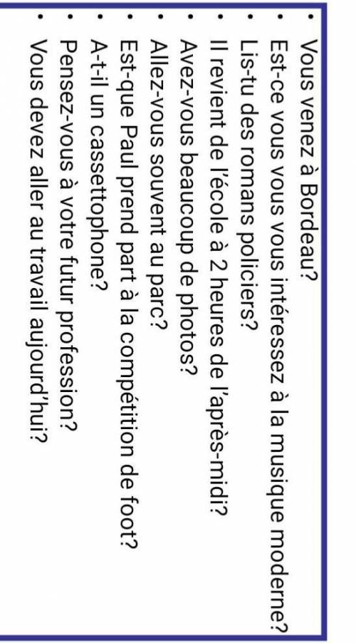 с французским donnez des reponses avec Y,EN