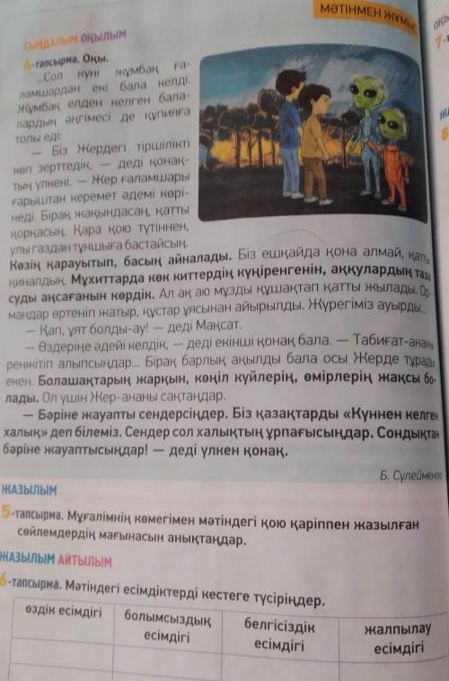 Упражнение 6 по тексту Өздік есімдік-есть
