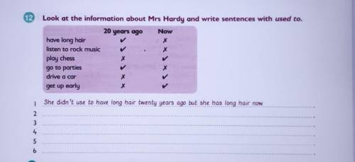 Look at the information about Mrs Hardy and write sentences with used to.