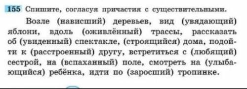 155. Спишите, согласуя причастия с существительными НАДО 