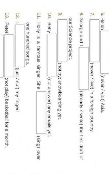 Complete the sentences with the Present Perfect of the verbs in