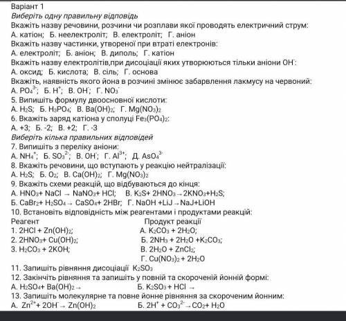 ть Самостійною роботою з Хімії варіант 1