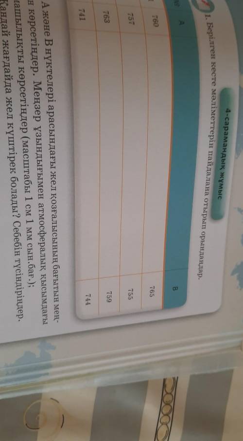 Берілген кесте мәліметтерін пайдаланып отырып орындаңдар А және В 