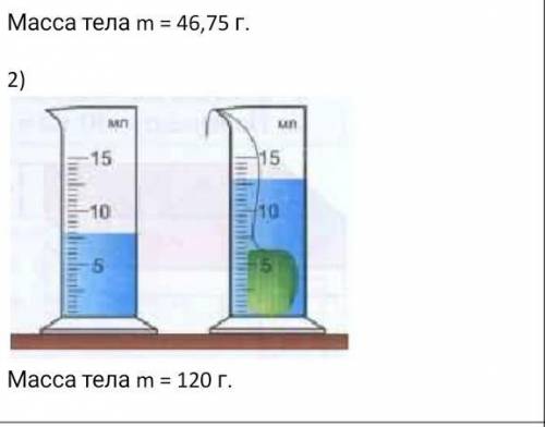 Масса тела m=46,75г Масса тела m=120г физика 7 класс