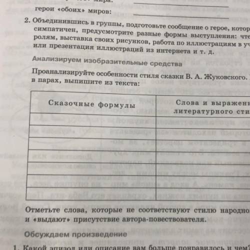 Анализируем изобразительные средства Проанализируйте особенности стиля сказки В. А. Жуковского. Рабо