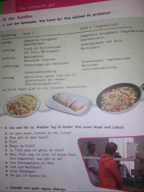 B) составить аналогичный диалог 2) составить меню по своему вкусу для школьников на 5 дней 