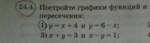 #24.4 (1)Постройте графики функциий и найдите координаты точки их пересечения.