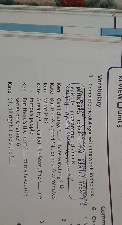 Ex:1p 42 Complete the dialogue with the word in the box