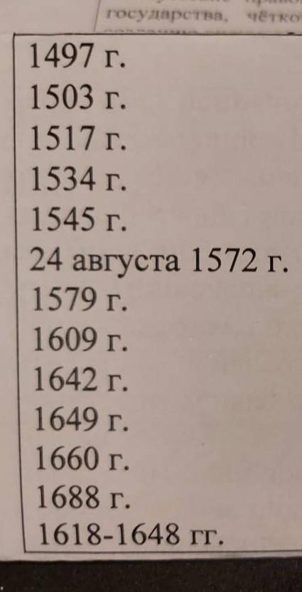 Запишите рядом с датами событие которые произошло в эту дату, По истори нового времени