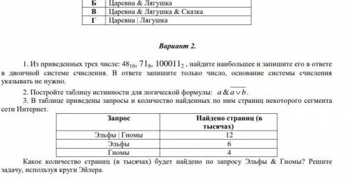 решить 3 задания 2 вариант по информатике