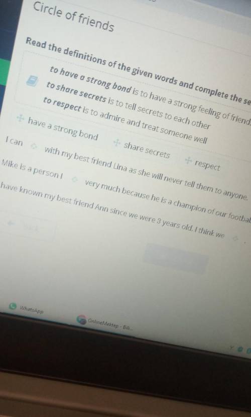 Read the definitions of the given words and complete the sentences