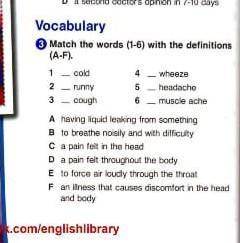 с английском Match the words (1-6) with the definitions (A-F). 