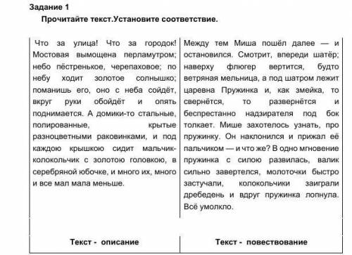 Задание 1 Прочитайте текст.Установите соответствие. 3 класс