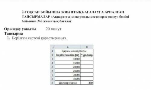 Берілген кестені қарастыр
