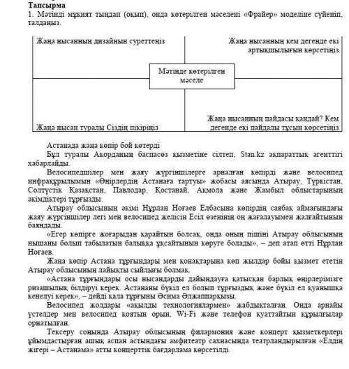 Мәтінді мұқият тыңдап (оқып) онда көтерілген маселені Фрайер моделіне сүйеніп талдаңыз