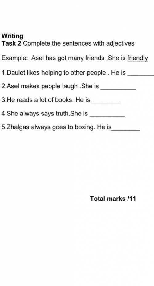 Complete the sentences with adjectives 