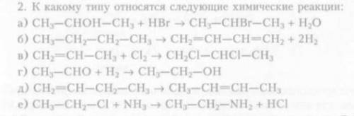 К какому типу относятся следующие химические реакции: