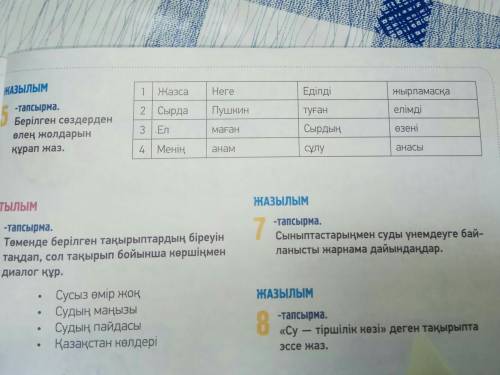 Здравствуйте с казахским языком 5,6,7,8 задание.