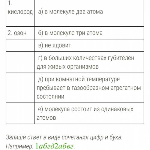 Установи соответствие между веществом и его характеристикой.