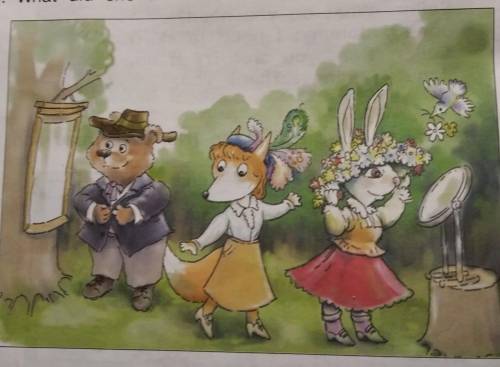 Look at the picture in exercise 6b and write clothes these animals have on 