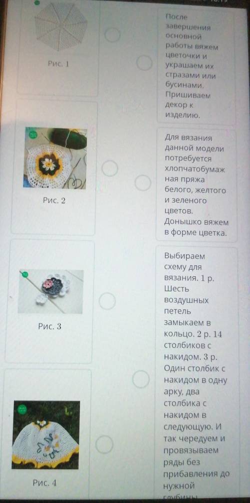Соотнеси картинки с этапамивыполнения панамы.