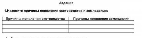 Назови причины появление скотоводство и земледелие