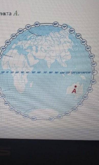 Определите географические координаты пункта А