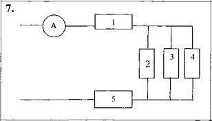 Какой ток покажет амперметр при напряжении 36 В R1=15 R2=6 R3=3 R4=2 R5=2