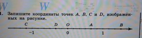 1. Запишите координаты точек A, B, C и D, изображён-ных на рисунке.