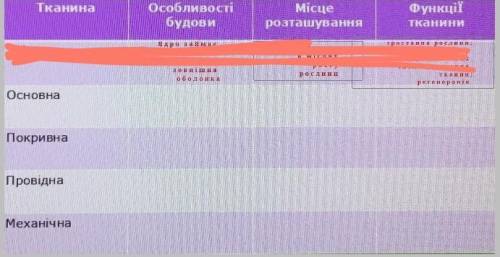 Будова тканин. Заповніть табличку. ів) 