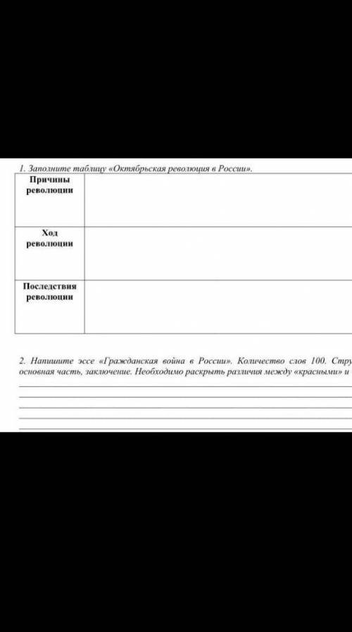 Заполните таблицу Октябрьская революция в России Причина , Ход и Последствия революции 
