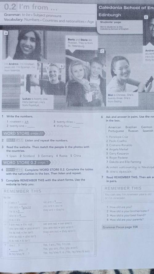 Student's book 1 0.1 In class, 0.2 I'm from до ть написати