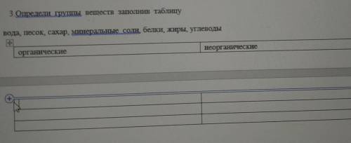 Определи группы веществ заполнив таблицуестествознание