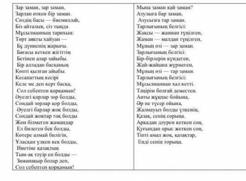 Зар заман метафоратеңеу и этитет тауып беріндерш