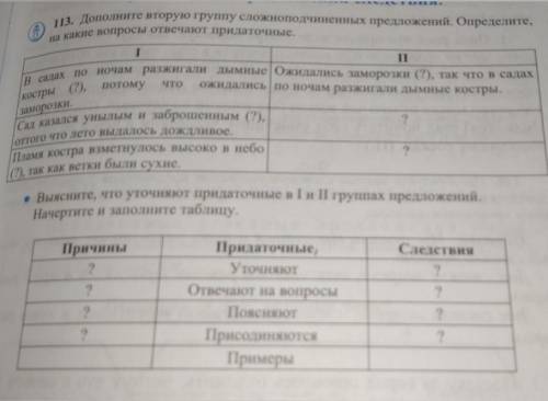 Придаточные, надо 2 таблицы заполнить
