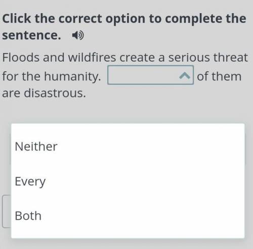 Click the corect option to complete sentence