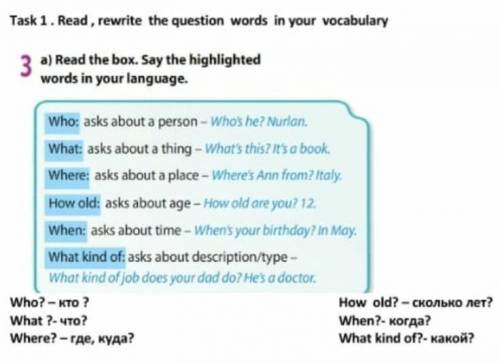 Task.1 Read rewrite the question words in your vocalabura