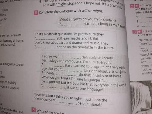 Complete the with dialogue with will or might