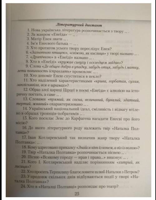 Літературний диктант Наталка Полтавка​