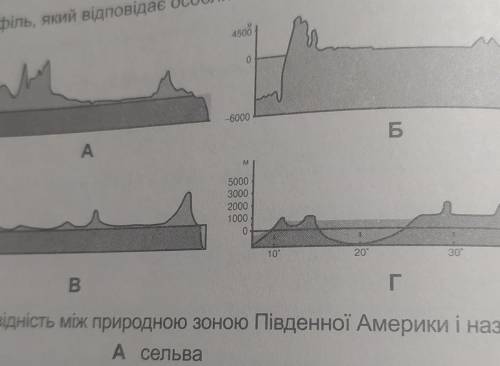 2. Оберіть профіль, який відповідає особливостям рельєфу південної Америки. А, Б, В или Г?