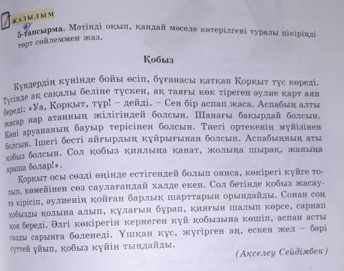 Мәтінді оқып, қандай мәселе көтерілгені туралы пікіріңді төрт сөйлеммен жаз