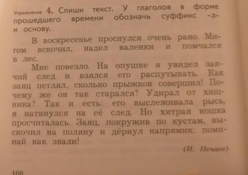 Спиши текст у глаголов в форме времени обозначь суффикс. л .и основу 