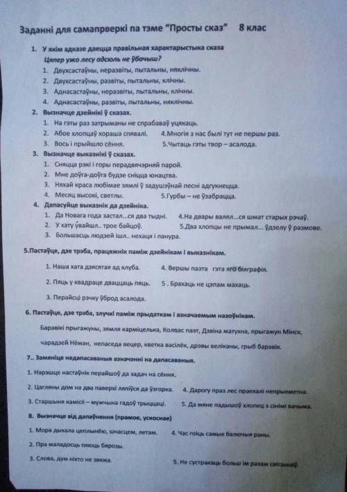 с проверочной работой по бел язу