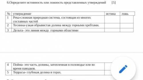 Определите истинность и ложность представленных утверждений